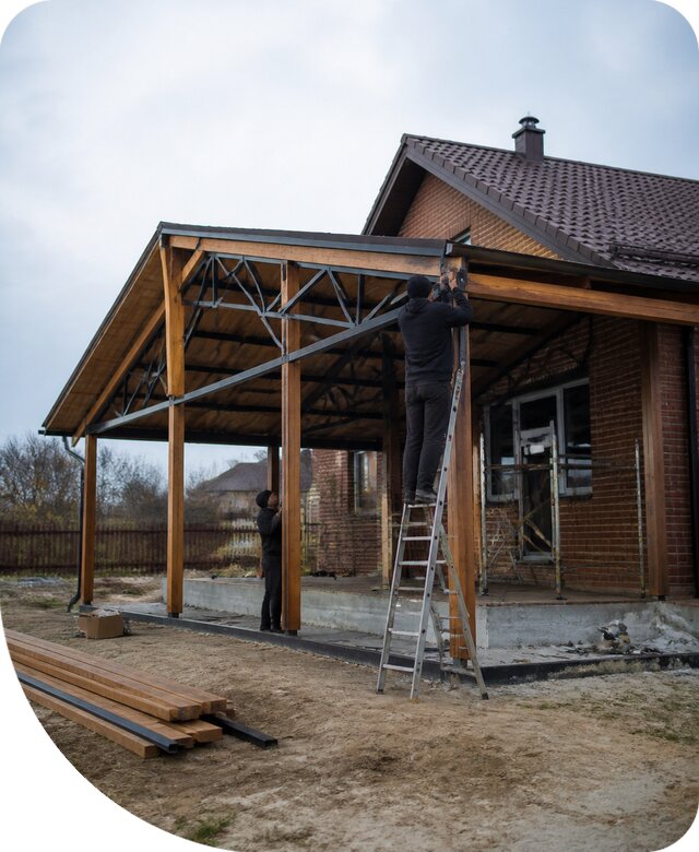 Пристройка навеса к дому и участку в Коврове под ключ